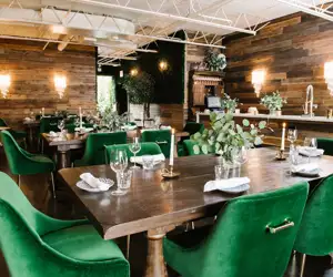 Green velvet seating 